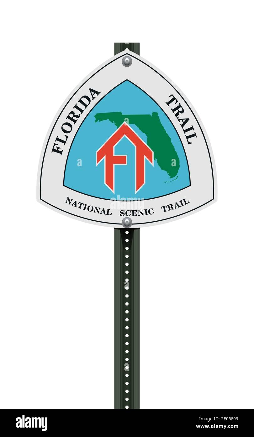 Illustrazione vettoriale del cartello stradale Florida Trail su metallo post Illustrazione Vettoriale