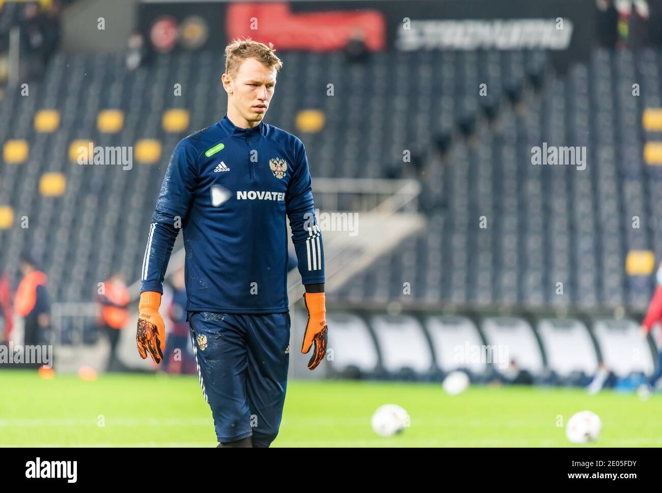 Istanbul, Turchia – 15 novembre 2020. FC Krasnodar e Russia portiere della nazionale di calcio Matvei Safonov prima della partita UEFA Nations League Turchia Foto Stock