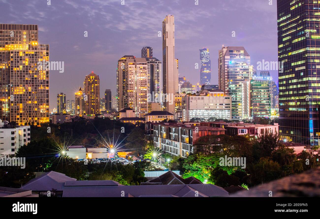 Bangkok di notte Foto Stock