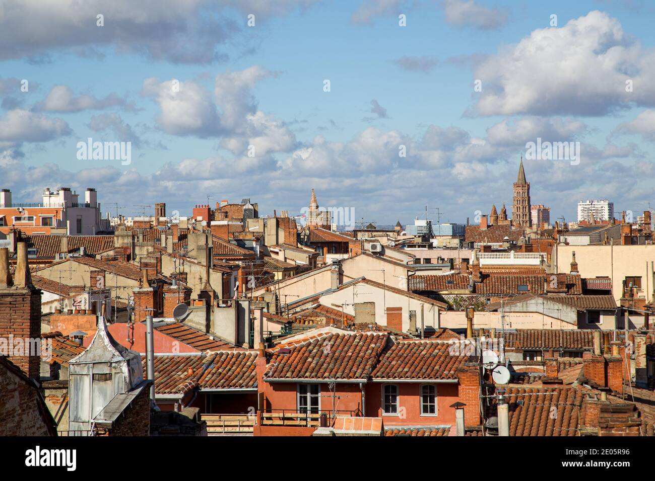 Tetti di Tolosa, Francia Foto Stock