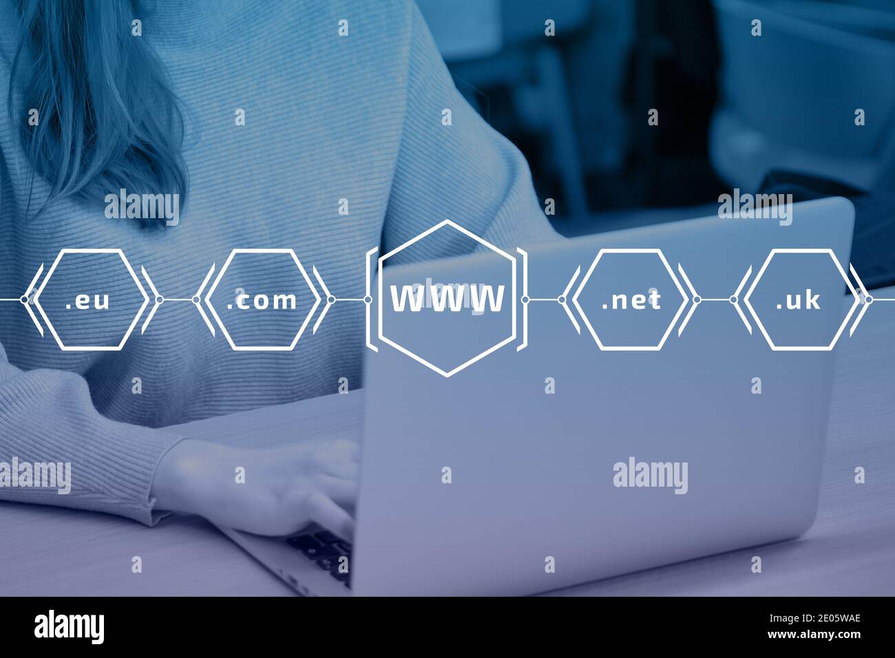 WWW - World Wide Web con i domini internazionali più popolari Foto Stock