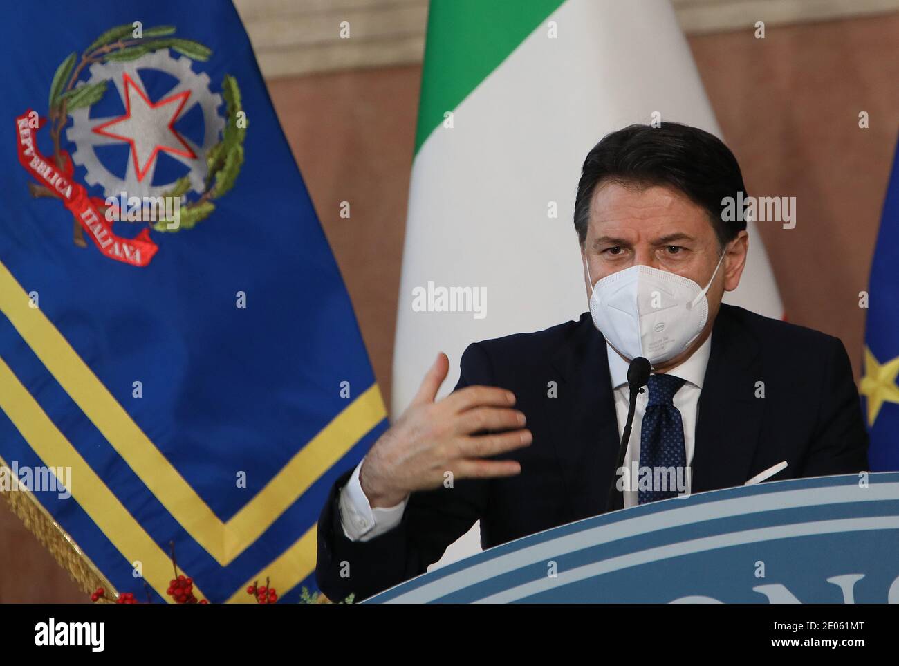 Roma, Italia. 30 dicembre 2020. Roma, conferenza stampa di fine anno del Premier Giuseppe Conte nella foto: Giuseppe Conte Presidente del Consiglio dei Ministri Credit: Independent Photo Agency/Alamy Live News Foto Stock