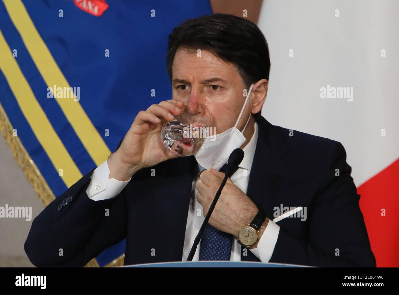 Roma, Italia. 30 dicembre 2020. Roma, conferenza stampa di fine anno del Premier Giuseppe Conte nella foto: Giuseppe Conte Presidente del Consiglio dei Ministri Credit: Independent Photo Agency/Alamy Live News Foto Stock