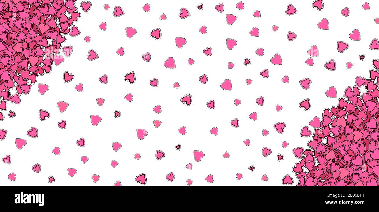 San Valentino sfondo con molti cuori rosa su un bianco. Giorno d'amore per due persone in tutto il mondo Foto Stock