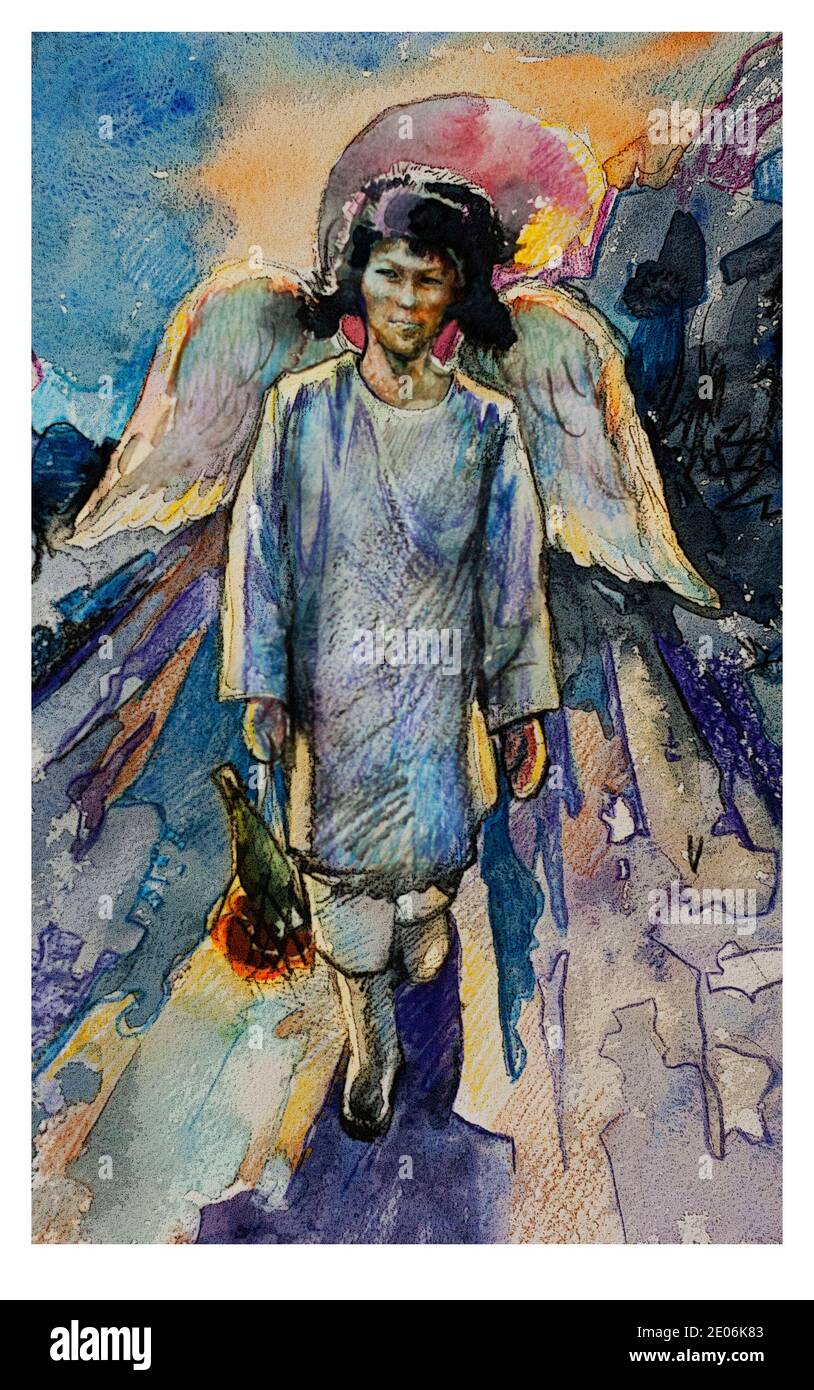 Angelo siro con ali Foto Stock