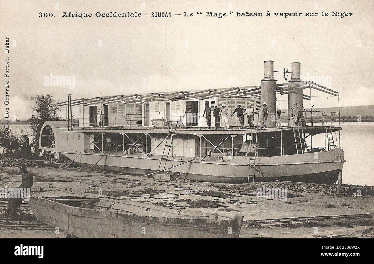 Le Mage, bateau à vapeur sur le Niger (AOF). Foto Stock