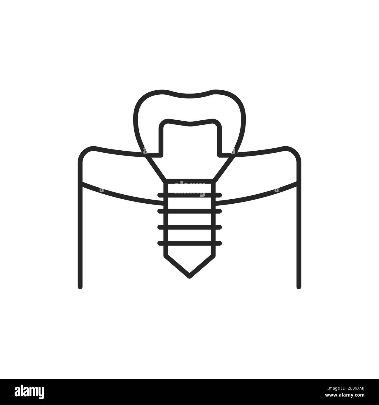 Icona della linea di colore del dente artificiale. Pittogramma per pagina web, app mobile, promo. Tratto modificabile. Illustrazione Vettoriale