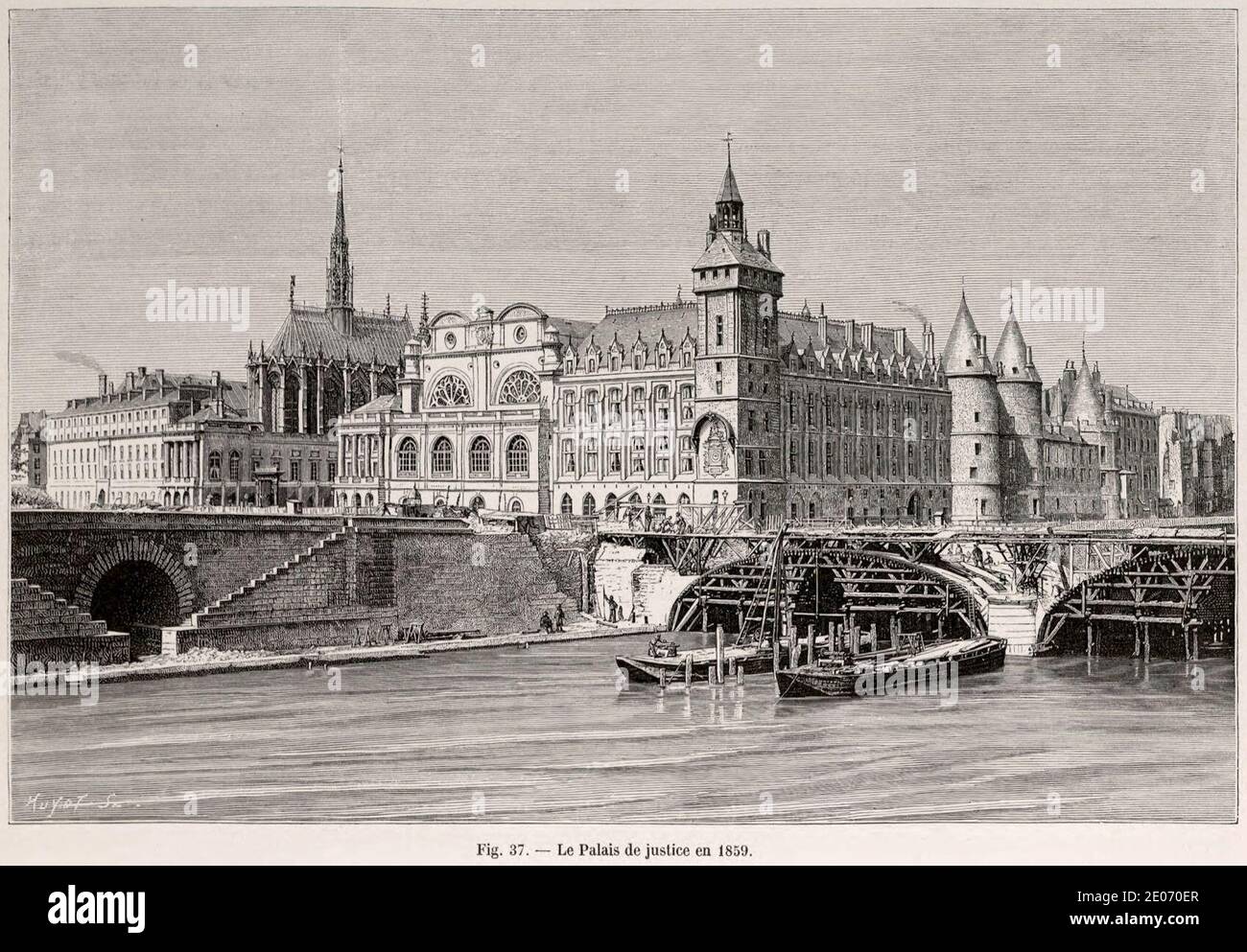Le Palais de Justice it 1859. Foto Stock