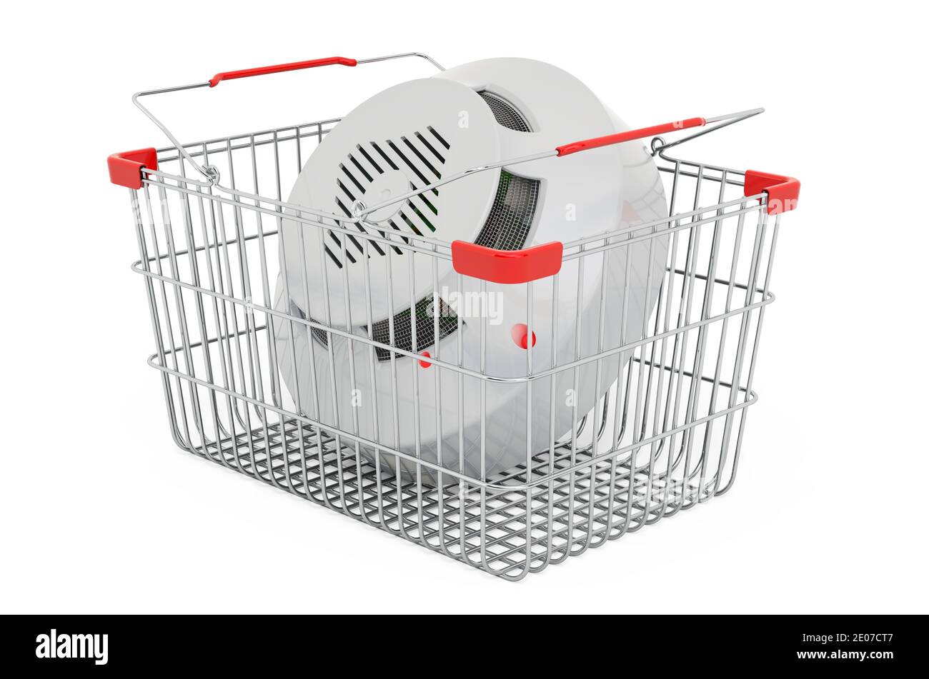 Carrello con rilevatore di fuoco e fiamma, rendering 3D isolato su sfondo bianco Foto Stock