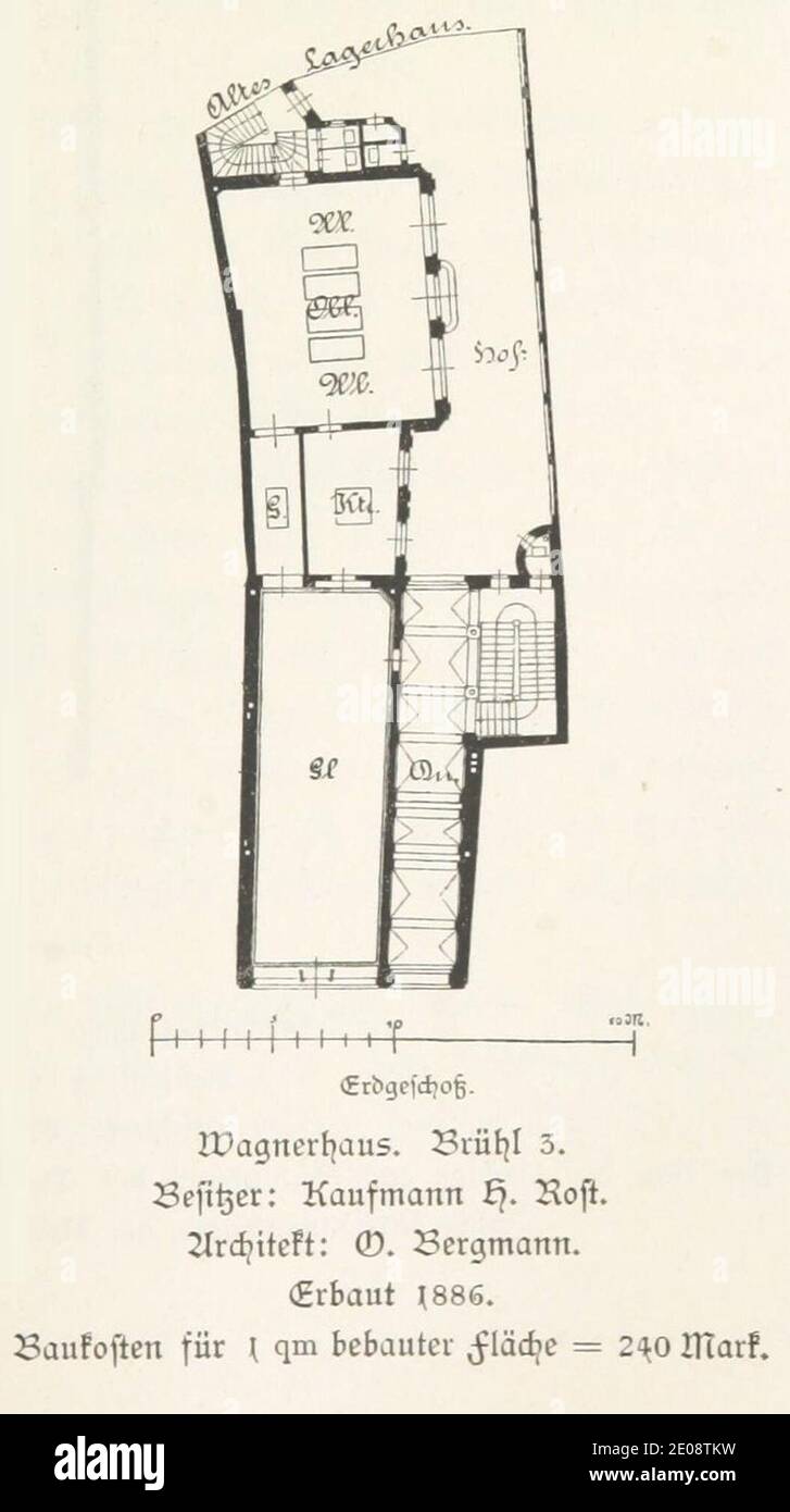 Leipzig Brühl 3 (Wagner-Haus) GRUNDRISS - leipzig und seine bauten (1892), S. 447. Foto Stock