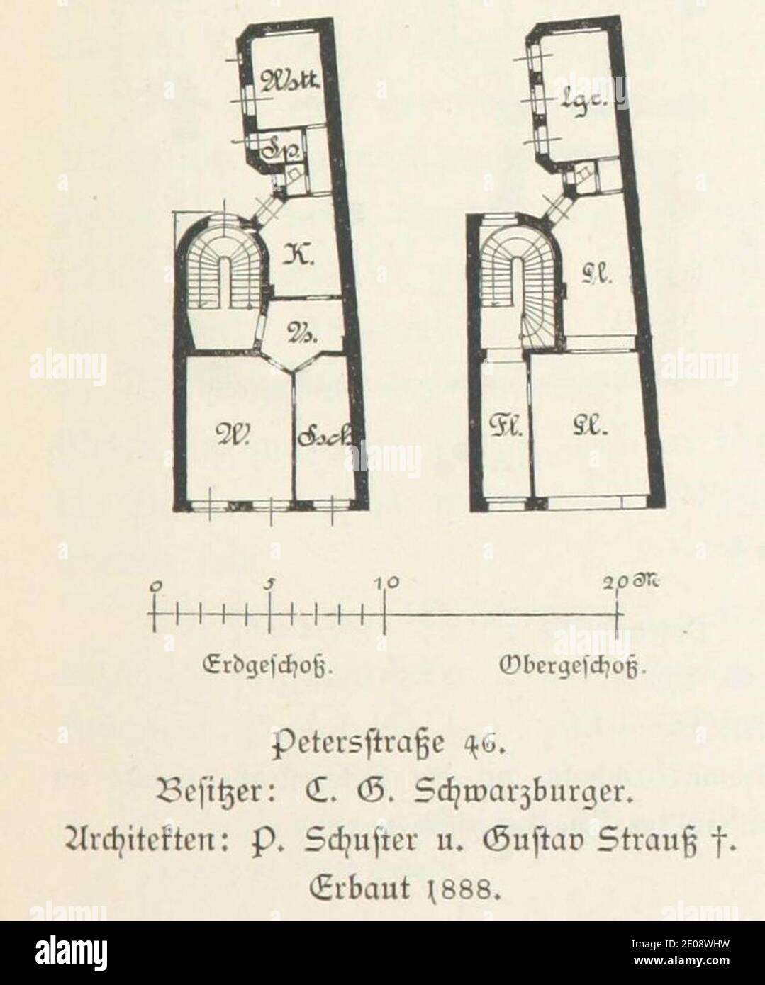 Leipzig Petersstraße 46 Grundriss - leipzig und seine bauten (1892), S. 447. Foto Stock