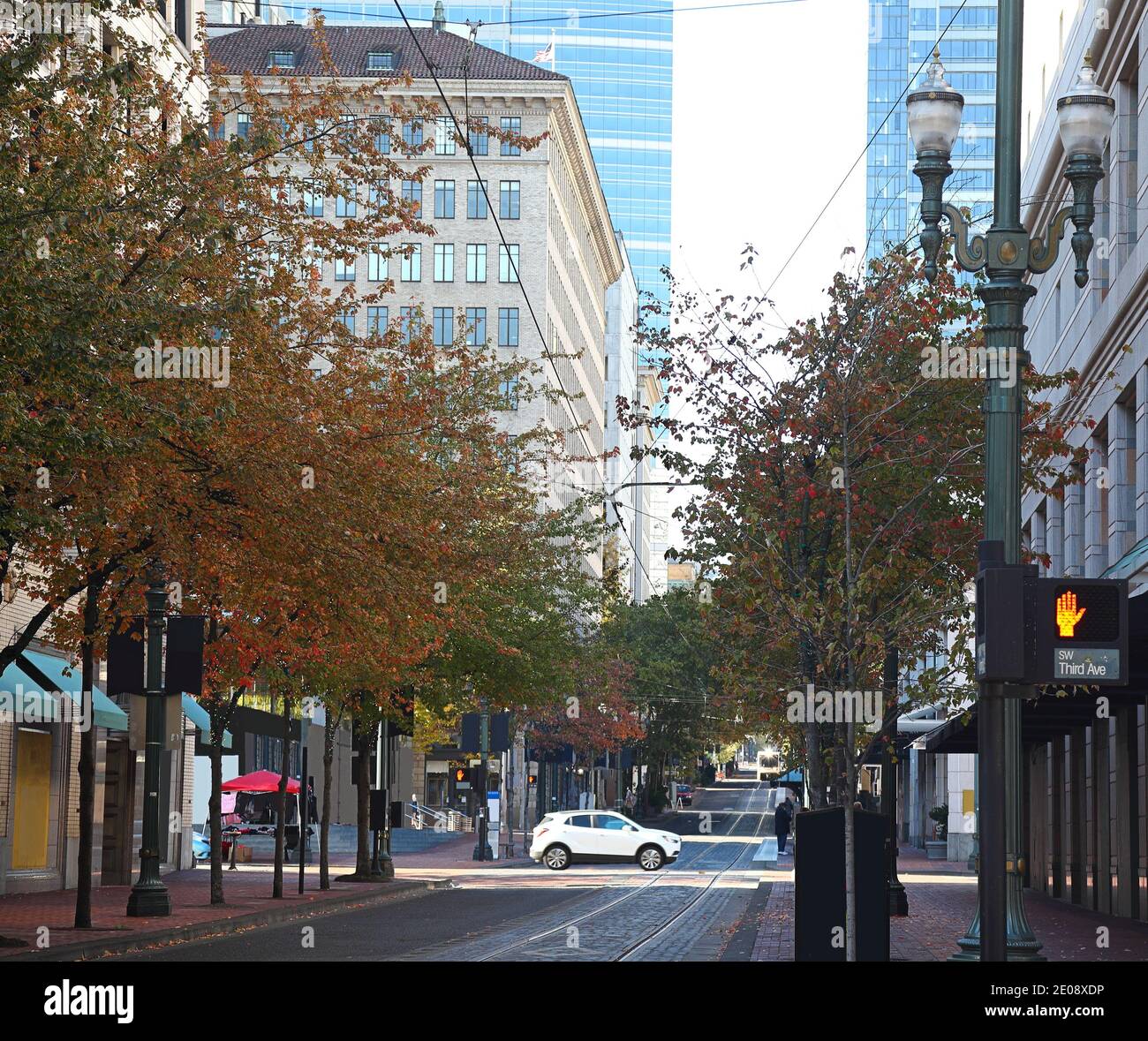 Le strade di Portland: Centro di Portland nella stagione autunnale. Foto Stock