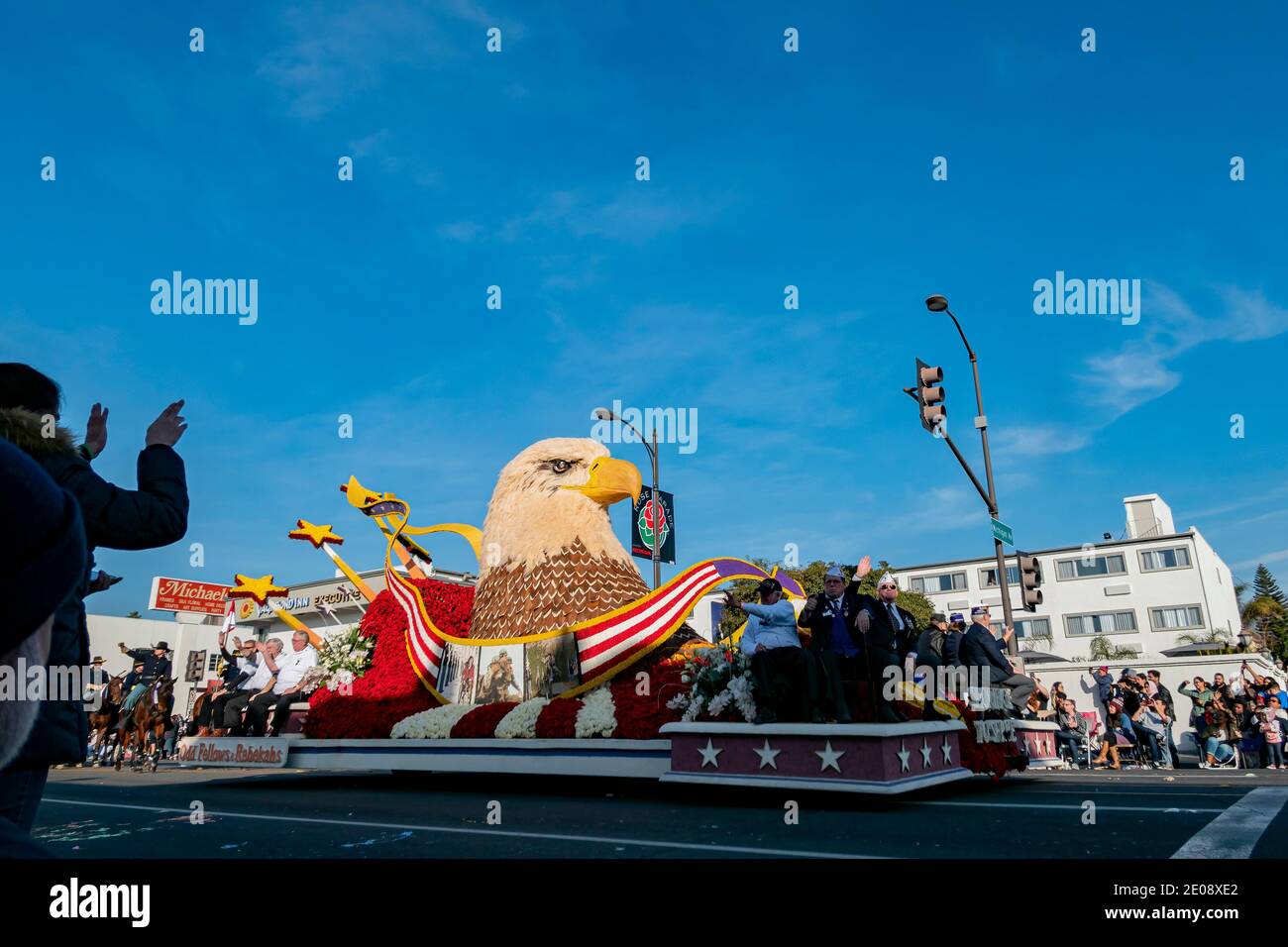 Pasadena, 1 GENNAIO 2018 - mattina soleggiata Bview della famosa Rose Parade Foto Stock