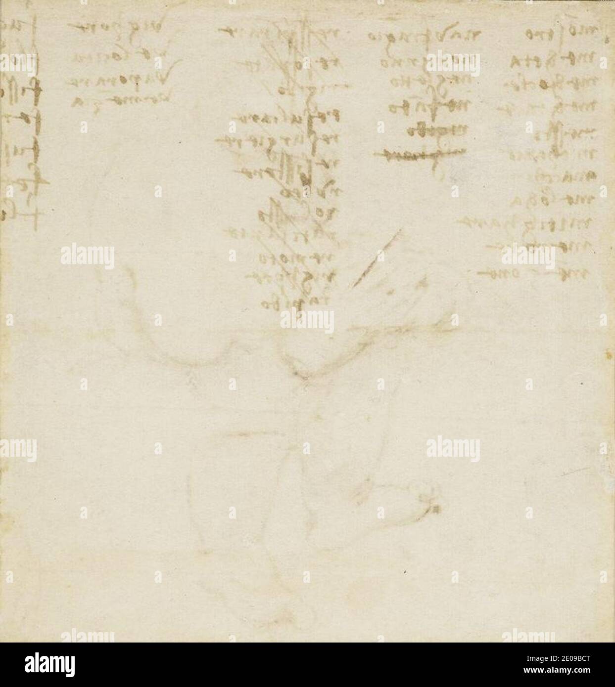 Leonardo da Vinci - verso una lista di parole disposte in quattro colonne c.1478-80. Foto Stock