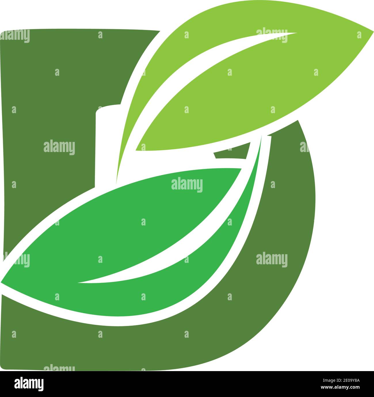 Logo verde eco-lettere D con foglie. /symbol / alfabeto / botanico / naturale Illustrazione Vettoriale