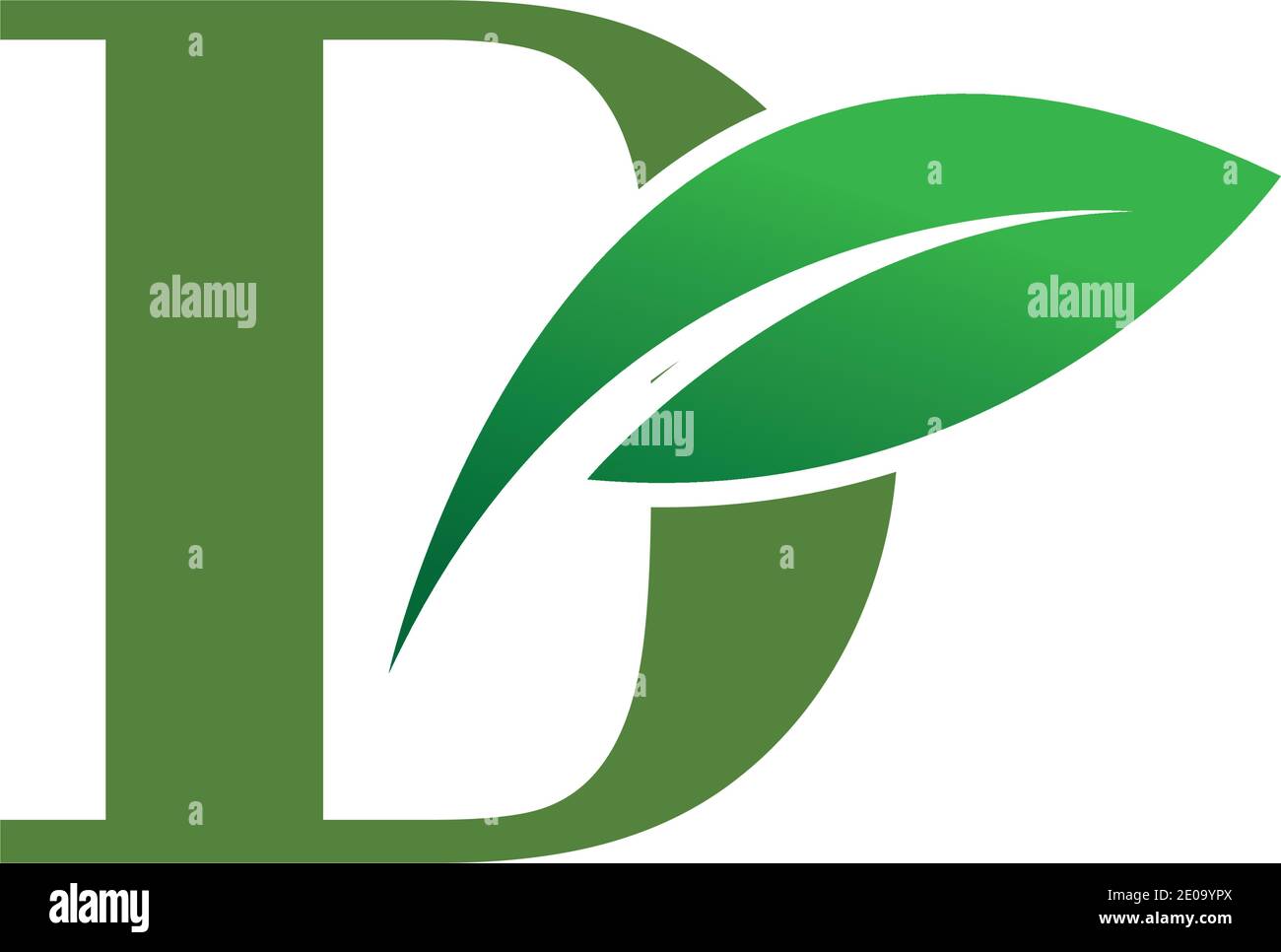 Logo verde eco-lettere D con foglie. /symbol / alfabeto / botanico / naturale Illustrazione Vettoriale
