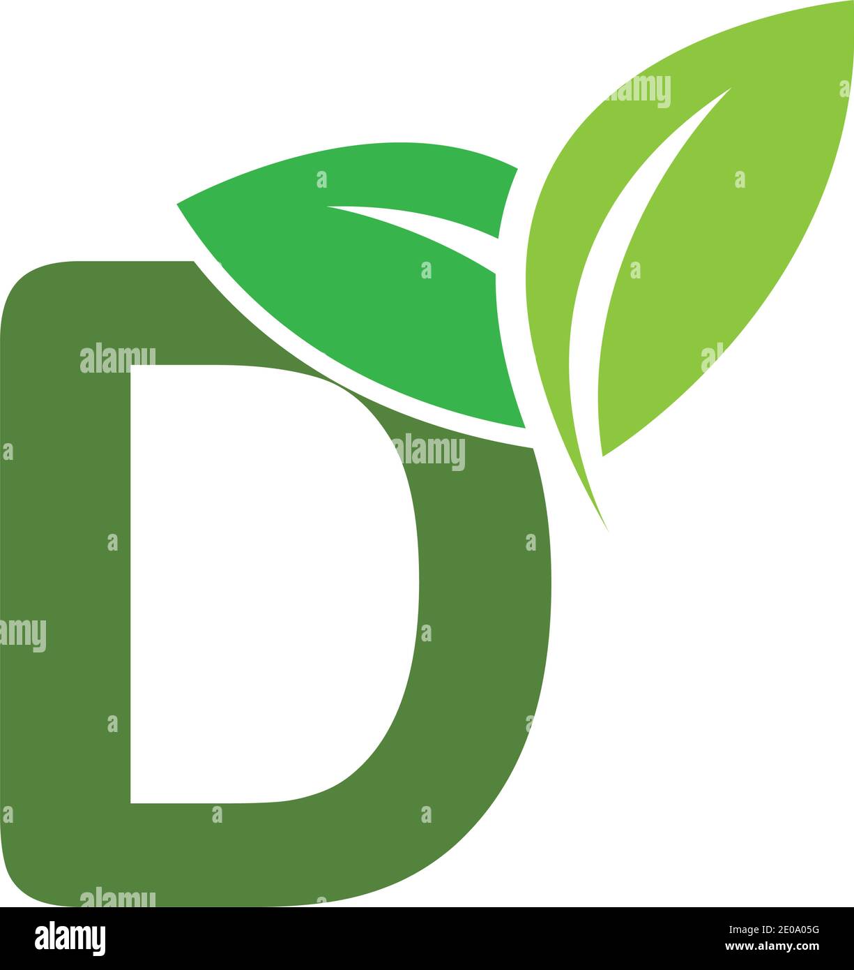 Logo verde eco-lettere D con foglie. /symbol / alfabeto / botanico / naturale Illustrazione Vettoriale