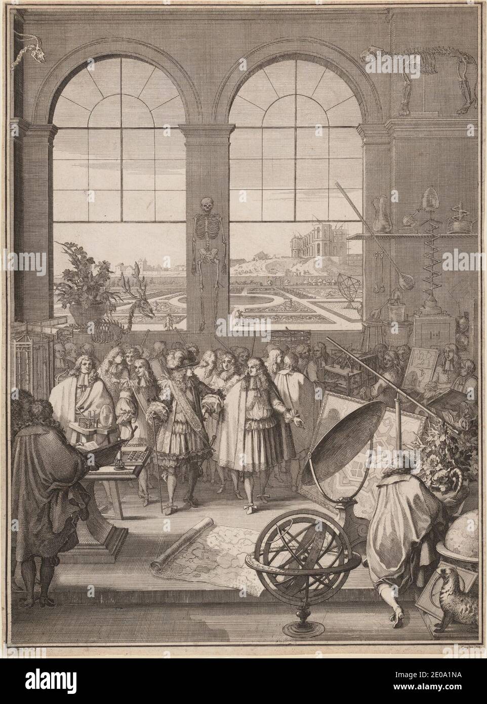 Sébastien Leclerc i, Luigi XIV in visita alla reale Accademia delle Scienze, 1671. Foto Stock