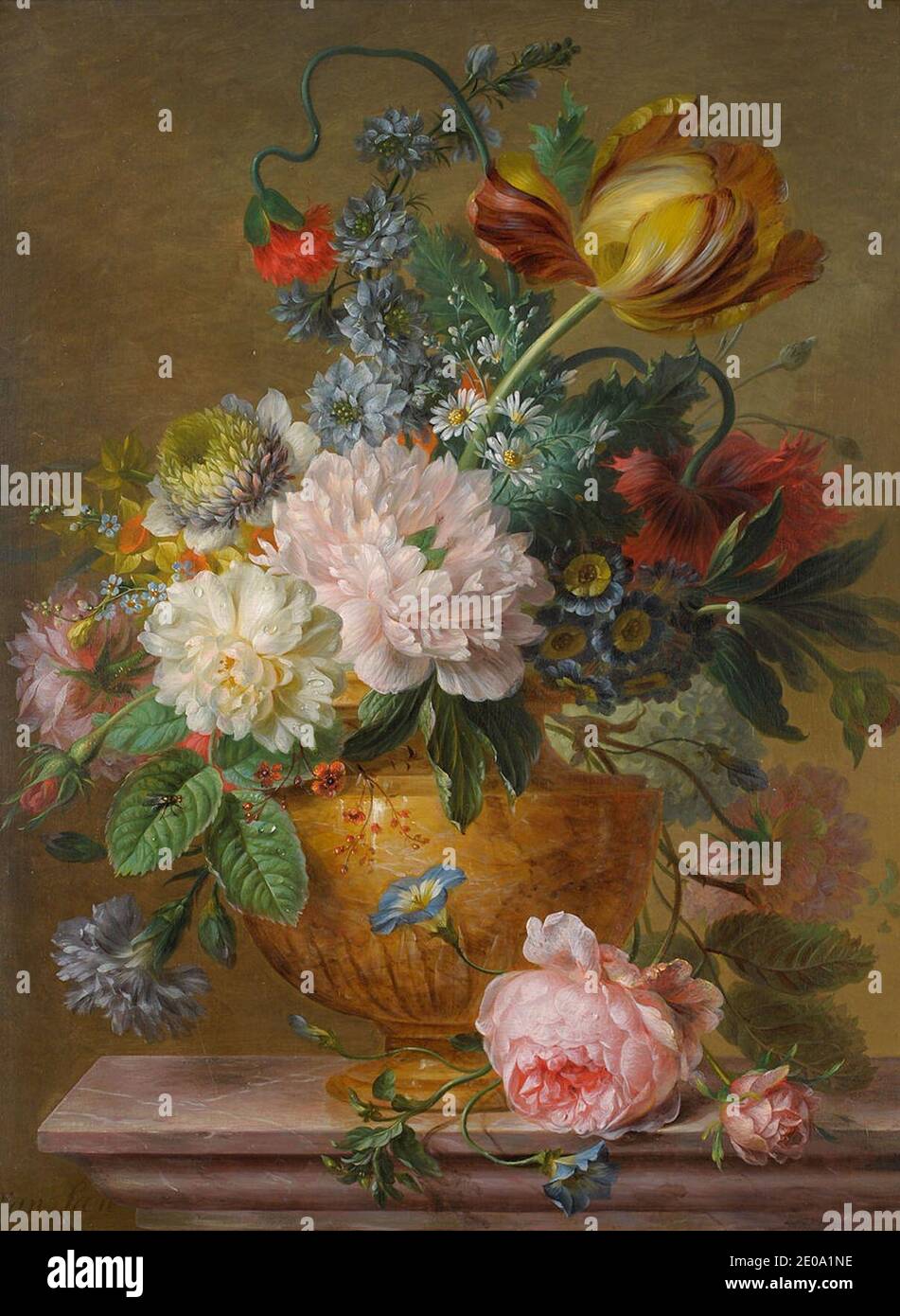 Ancora vita dei fiori di Willem van Leen, 49 x 37 cm. Foto Stock