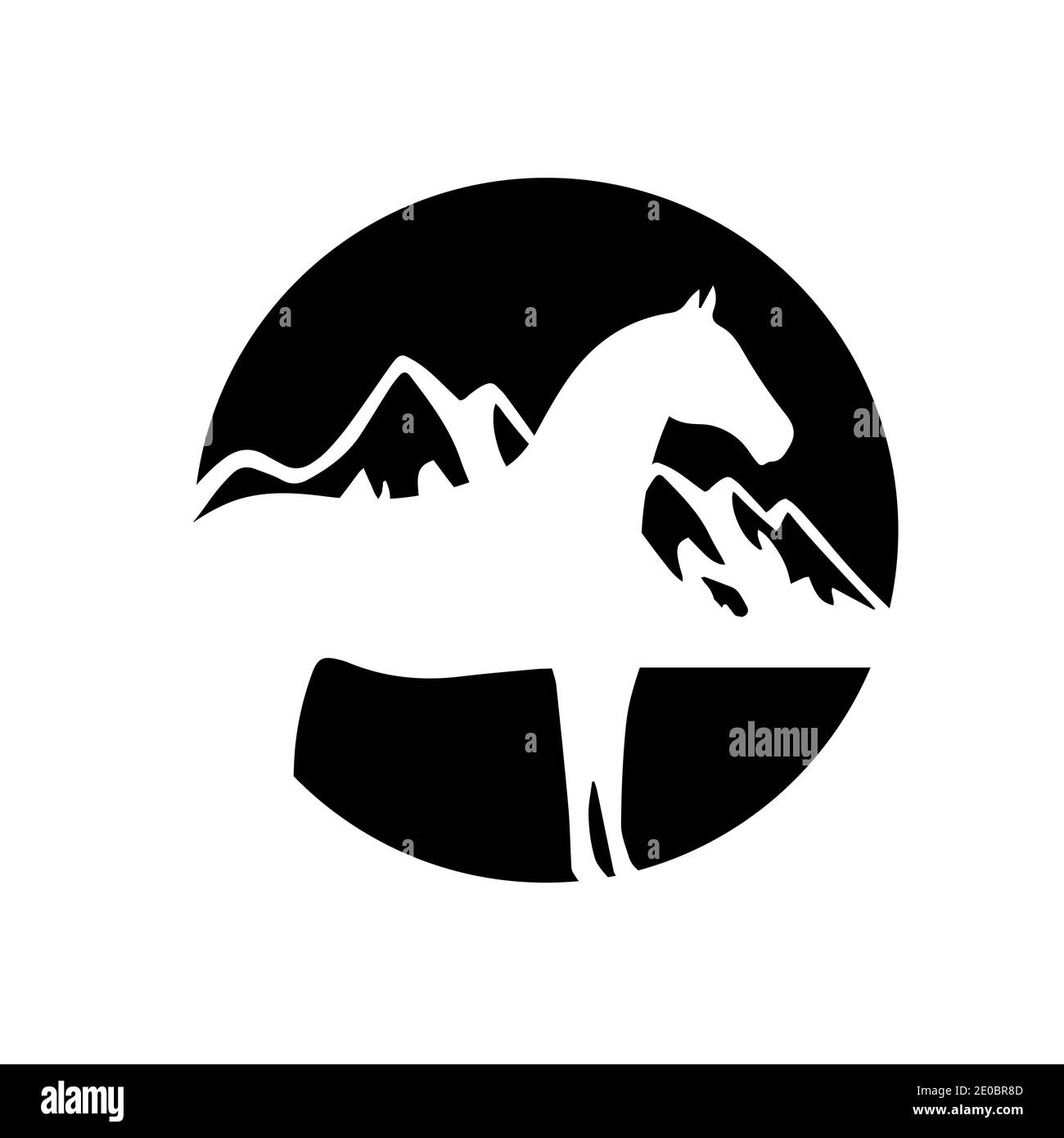 stallone nero cavallo testa logo vettore simbolo il silhoutte di cavallo nero in natura illustrazione disegno Illustrazione Vettoriale