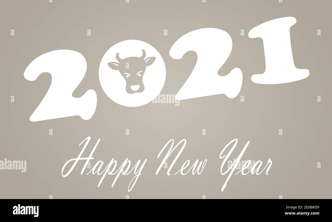 Felice anno nuovo 2021 anno dell'Ox. Simbolo del logo del nuovo anno 2021. Foto Stock
