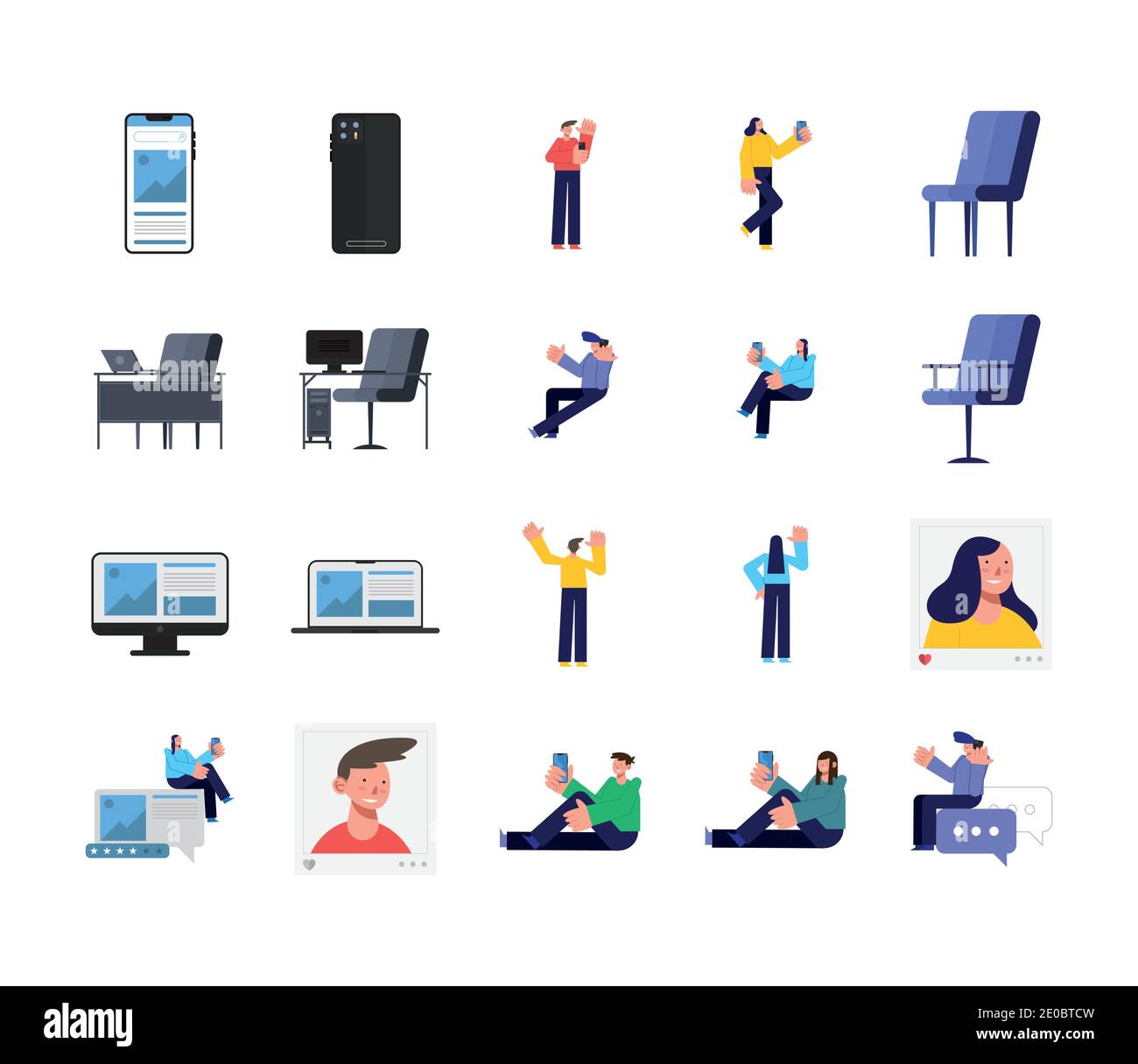 Creazione di gruppi di icone di persone in rete, comunicazione aziendale e tema di connessione illustrazione vettoriale Illustrazione Vettoriale