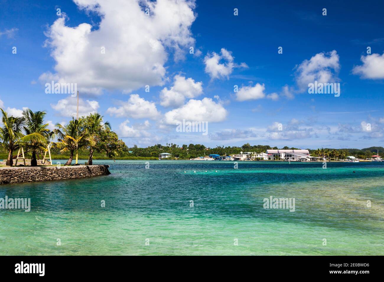 Vista del mare interno a Ngermalk, da Long Island Park, Isola di Koror, Koror, Palau, Micronesia, Oceania Foto Stock