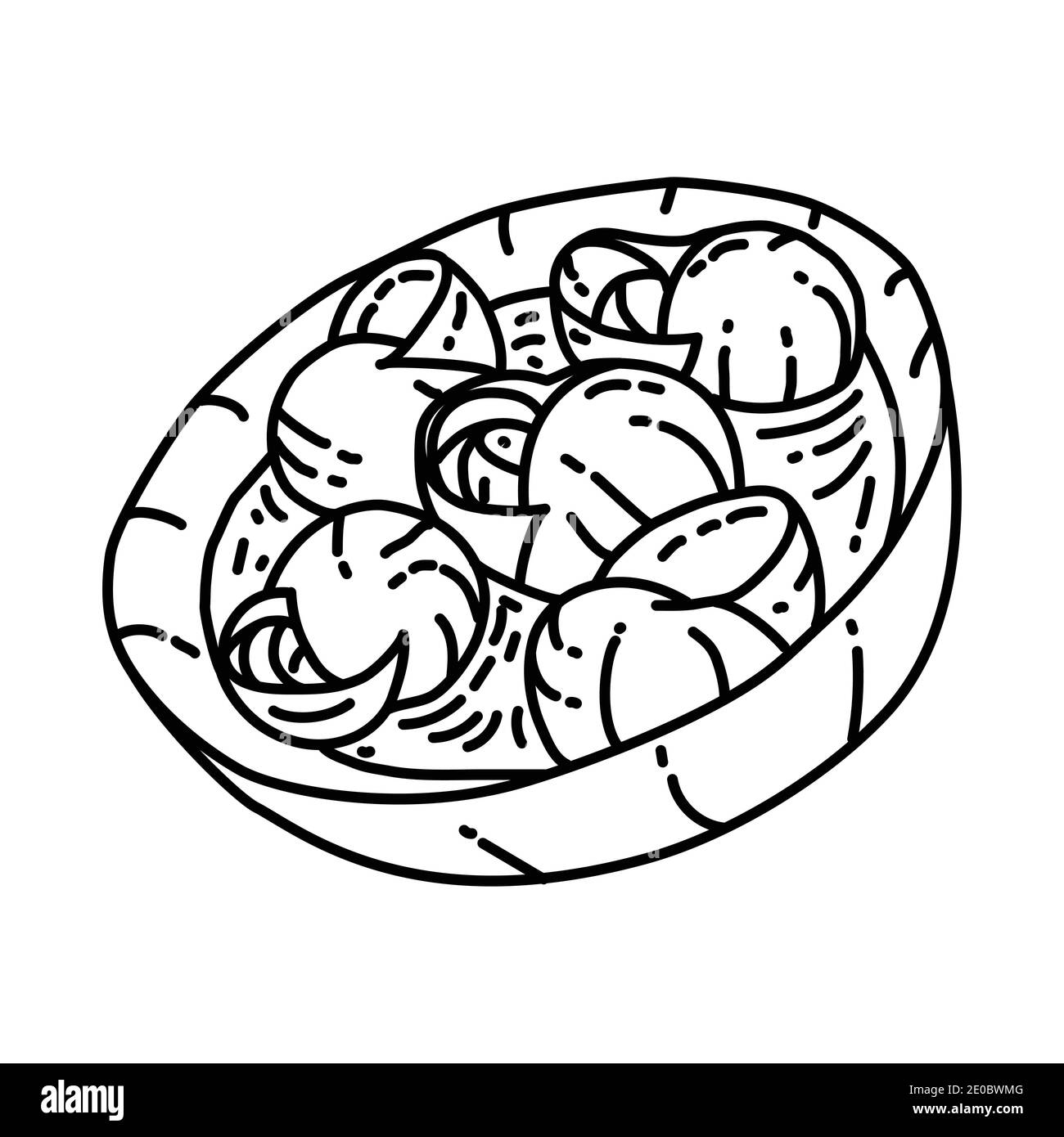Escargots France Food Set di icone disegnate a mano Vector. Illustrazione Vettoriale