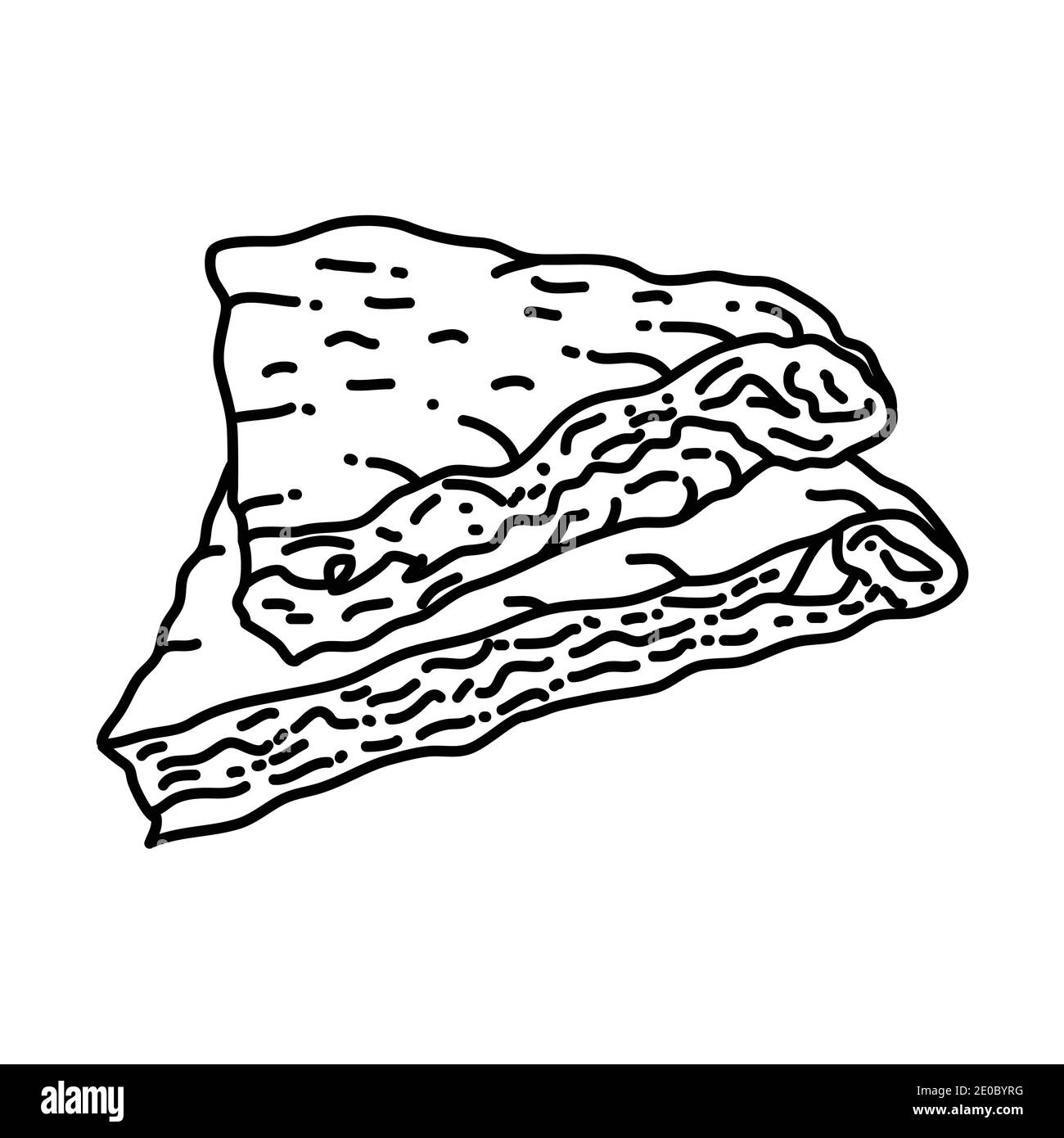 Mutabbaq Arabia Saudita cibo disegnato a mano insieme di icone Vector. Illustrazione Vettoriale