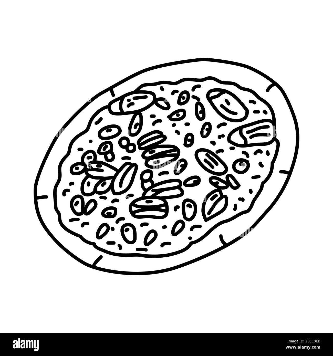 Umm Ali Arabia Saudita cibo disegnato a mano icona Set vettore. Illustrazione Vettoriale