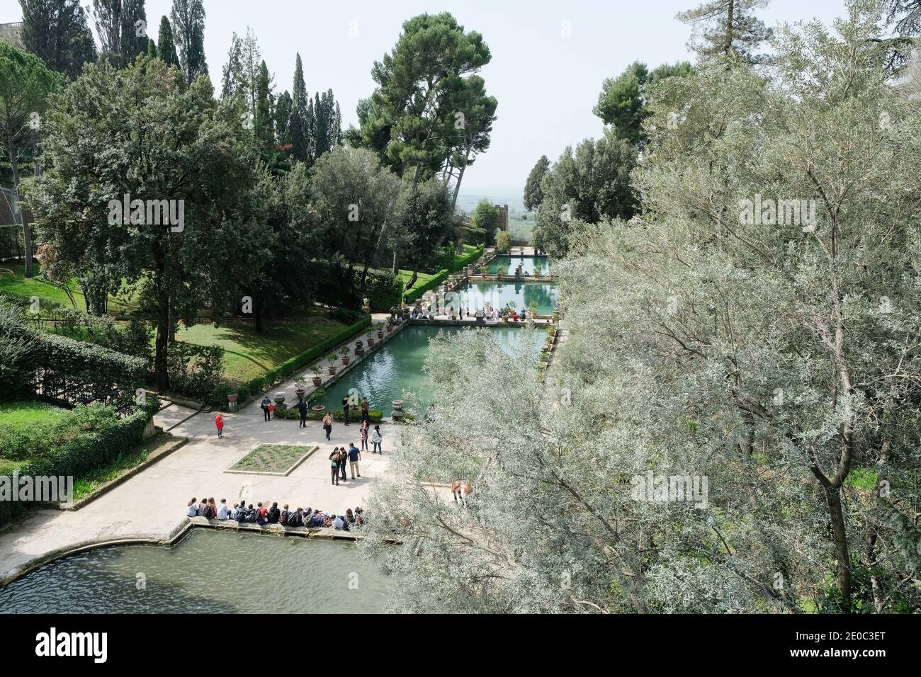 I tre stagni di pesce (Peschiere) nel giardino di Villa d'Este, Tivoli, Italia Foto Stock