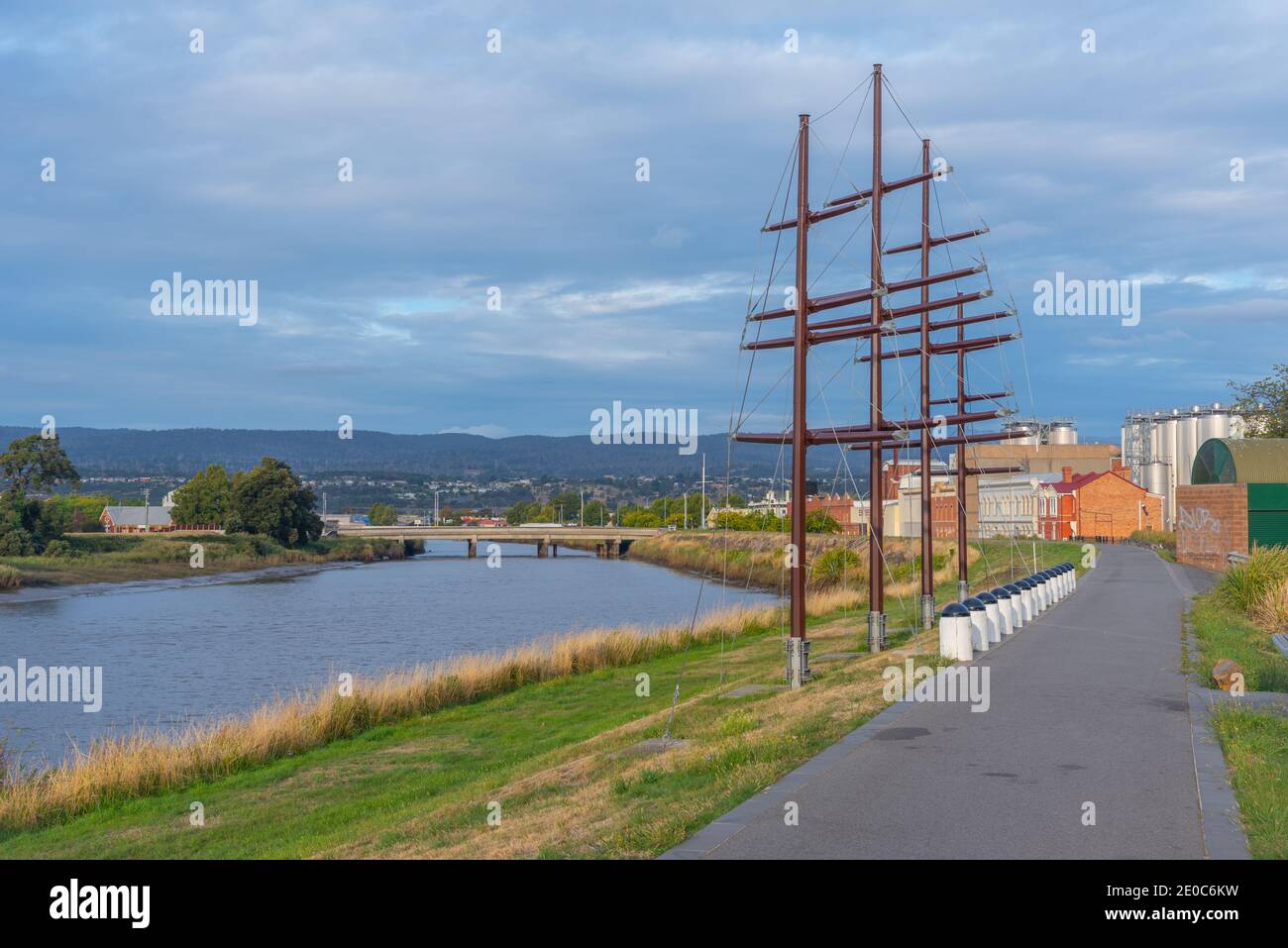 Riverside del fiume Tamar a Launceston, Australia Foto Stock