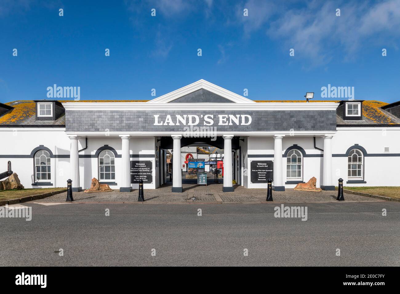 Land's End; attrazione turistica; Cornovaglia; Regno Unito Foto Stock