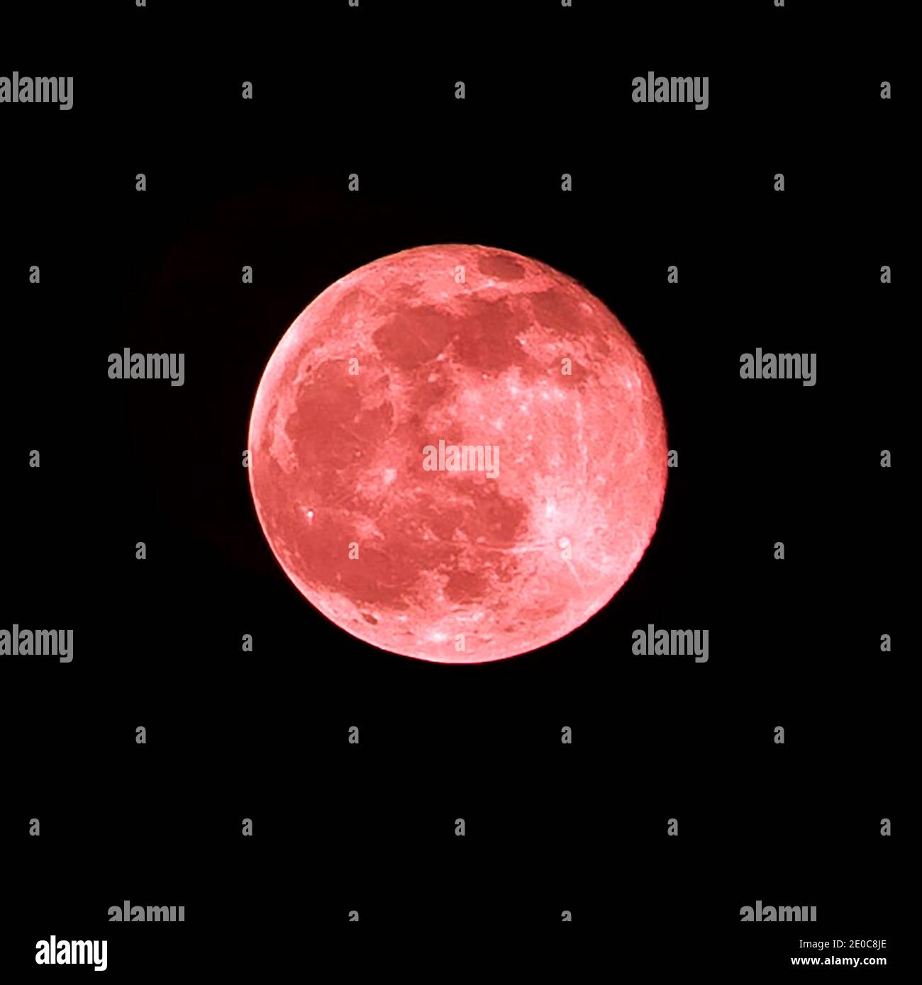Luna piena rossa Foto Stock