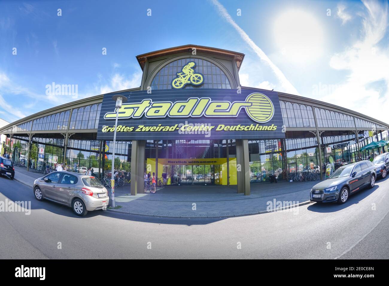Zweirad Stadler, Rinder-Auktionshalle, Alter Schlachthof, Prenzlauer Berg di Berlino, Deutschland Foto Stock