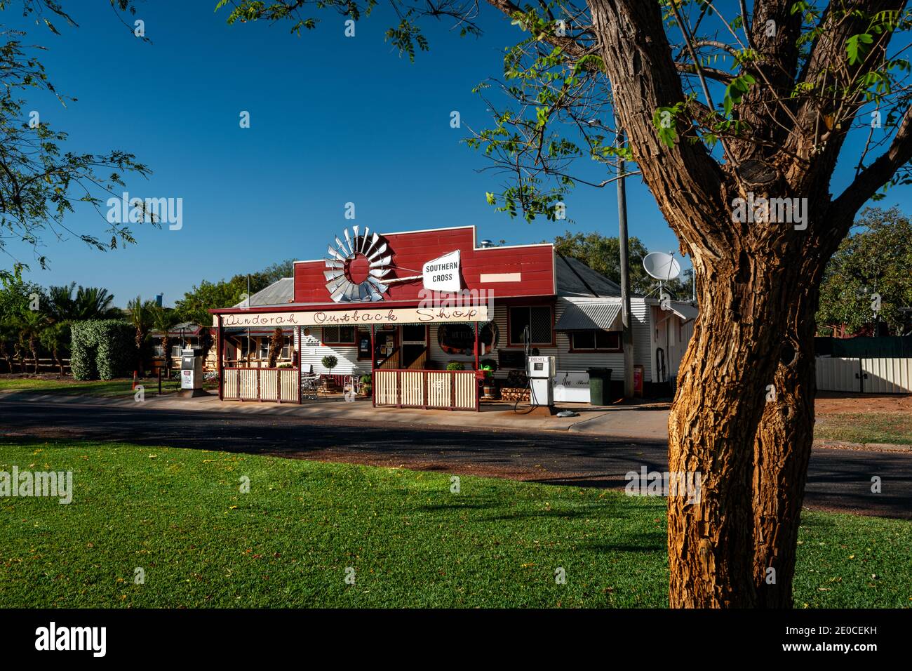 Una mattina tranquilla al Windorah Outback Shop. Foto Stock