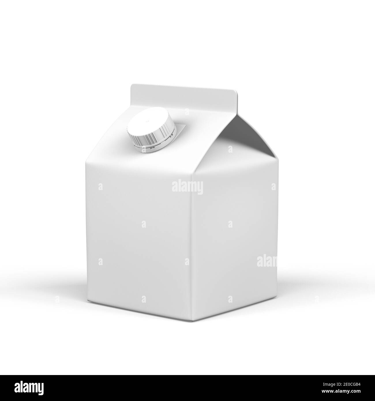 Scatola di cartone mockup per bevande - piccolo cartone di latte o succo isolato su sfondo bianco - rendering 3d Foto Stock