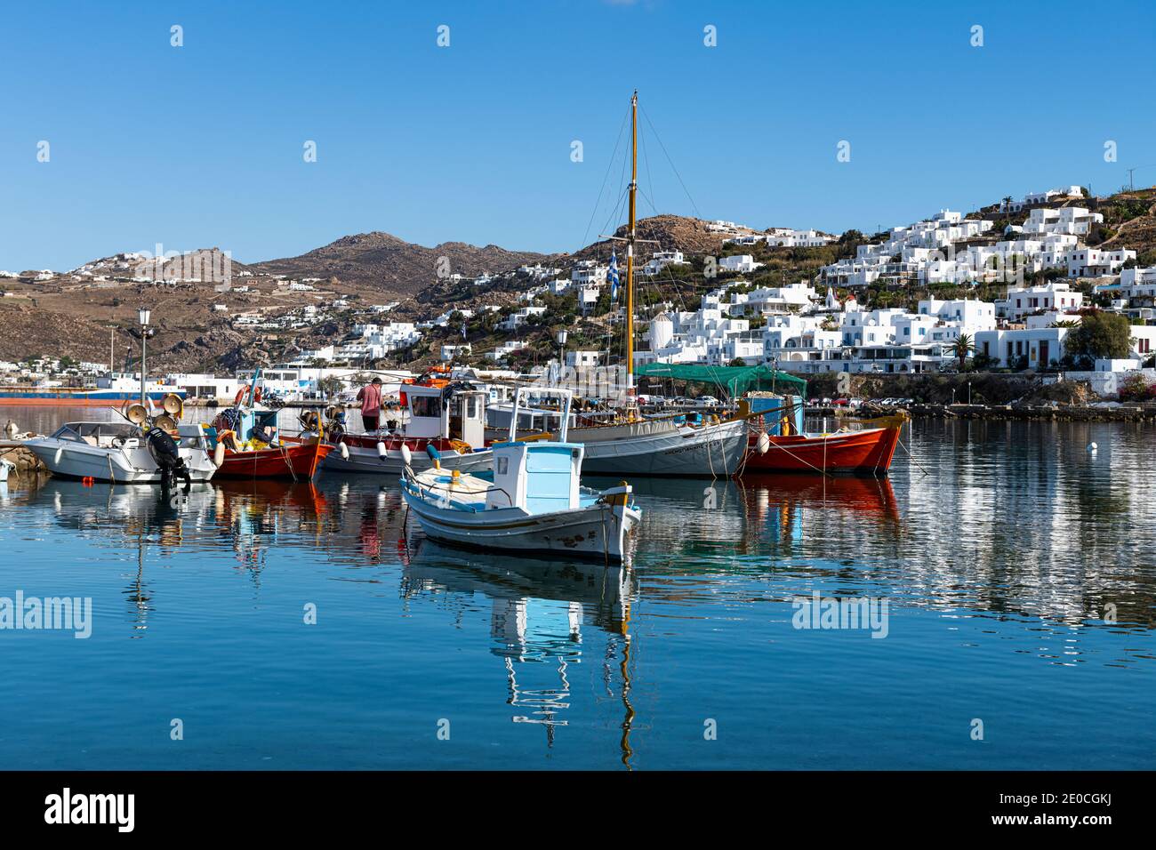 Horta, Mykonos, Cicladi, Isole Greche, Grecia, Europa Foto Stock