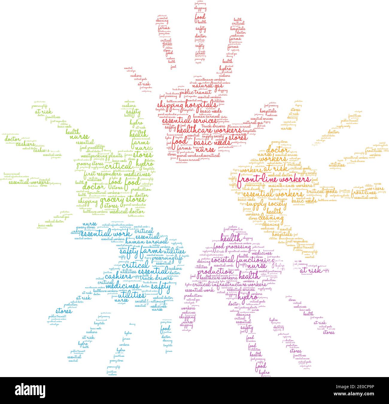 I lavoratori di front-line hanno un fumetto su sfondo bianco. Illustrazione Vettoriale