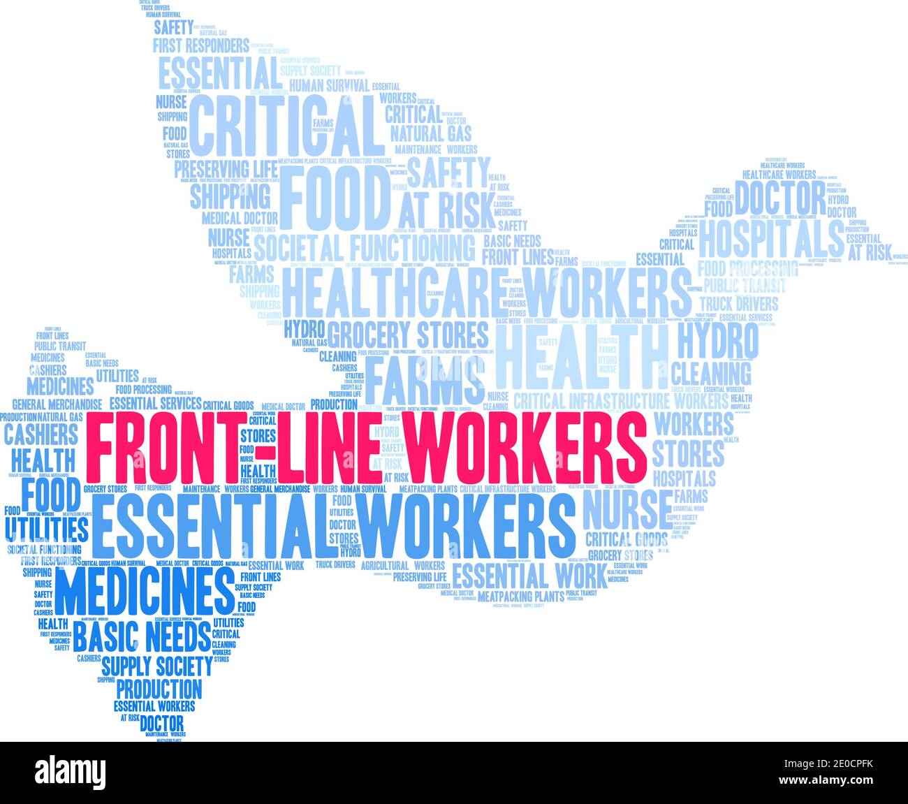 I lavoratori di front-line hanno un fumetto su sfondo bianco. Illustrazione Vettoriale