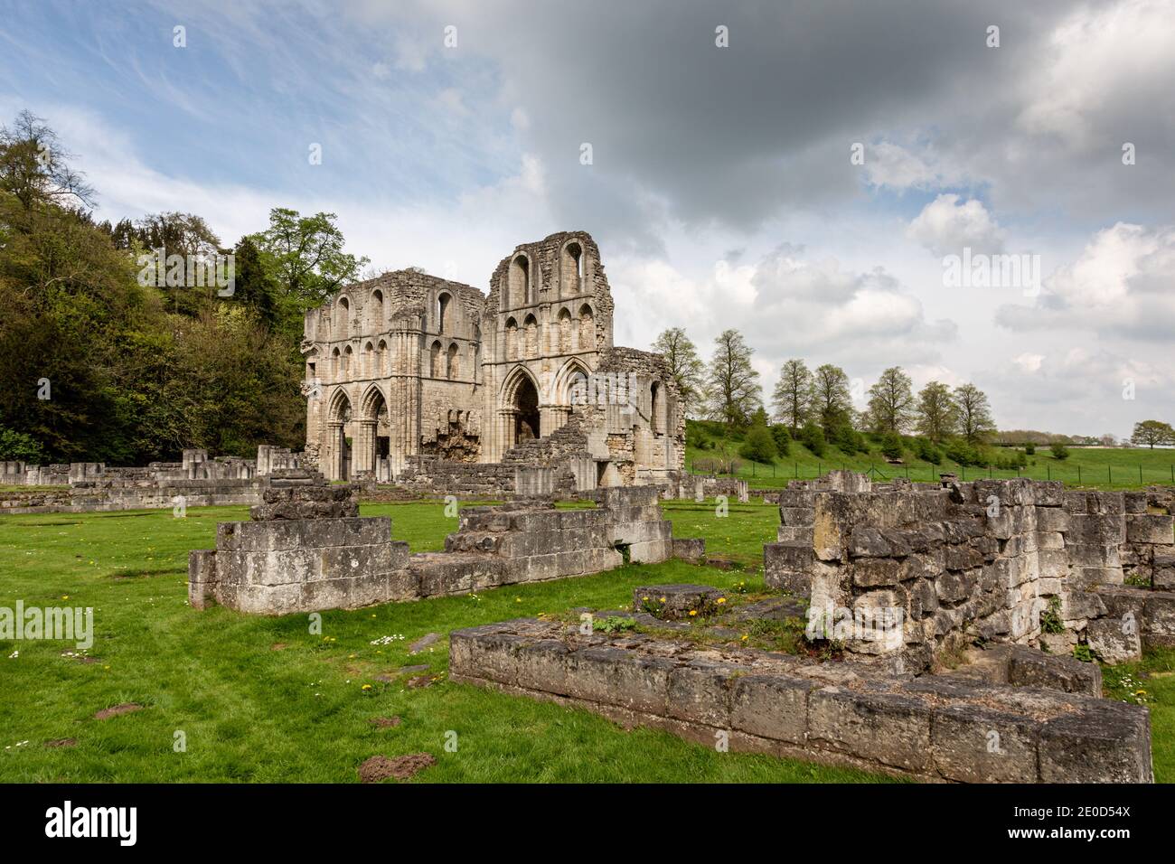 Le rovine del monastero cistercense di Roche Abbey, Maltby vicino Rotherham, South Yorkshire, Inghilterra, Regno Unito Foto Stock