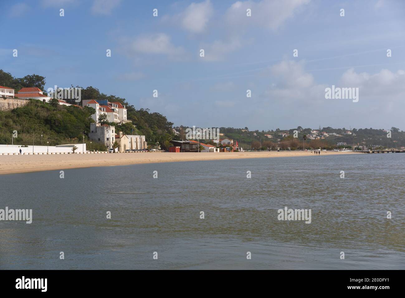 Foz do Arelho villaggio con bella spiaggia, in Portogallo Foto Stock