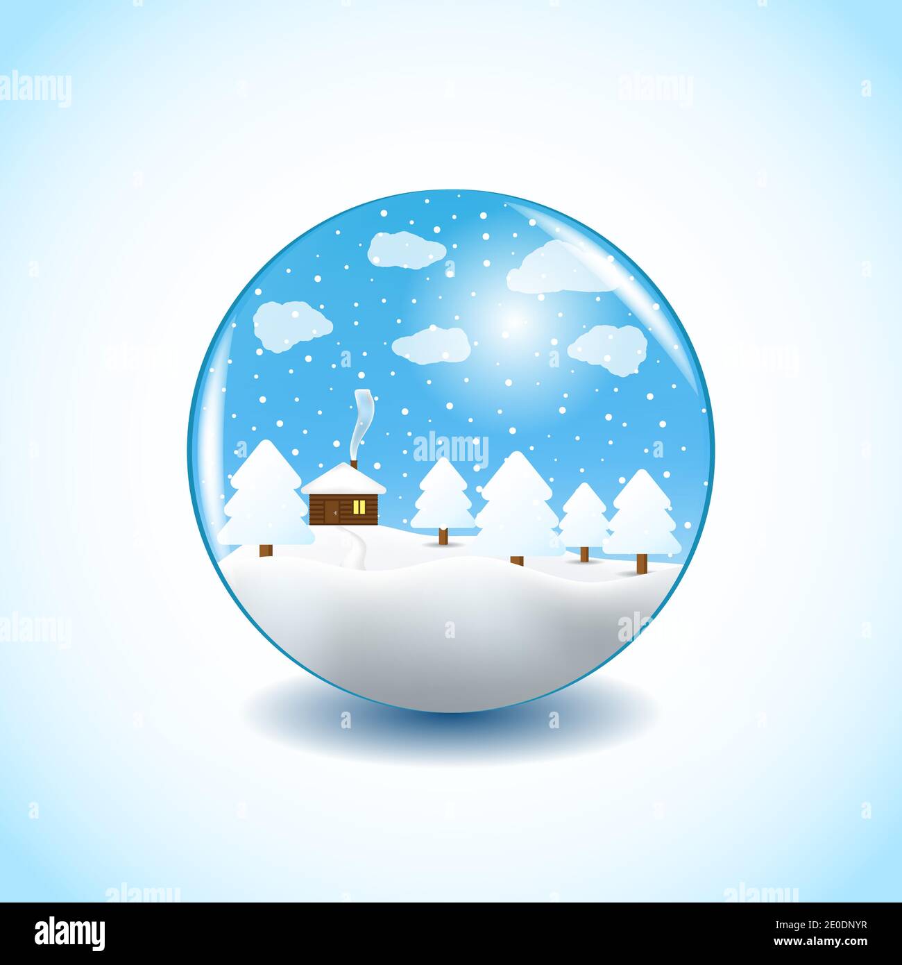 Palla di vetro con inverno. Illustrazione vettoriale. Illustrazione Vettoriale