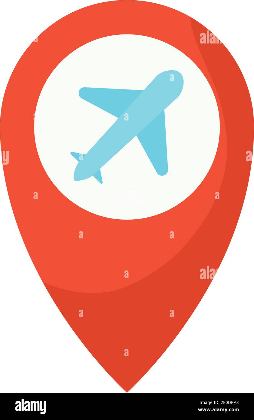 contrassegno di posizione con un'icona di aeroplano in esso Illustrazione Vettoriale