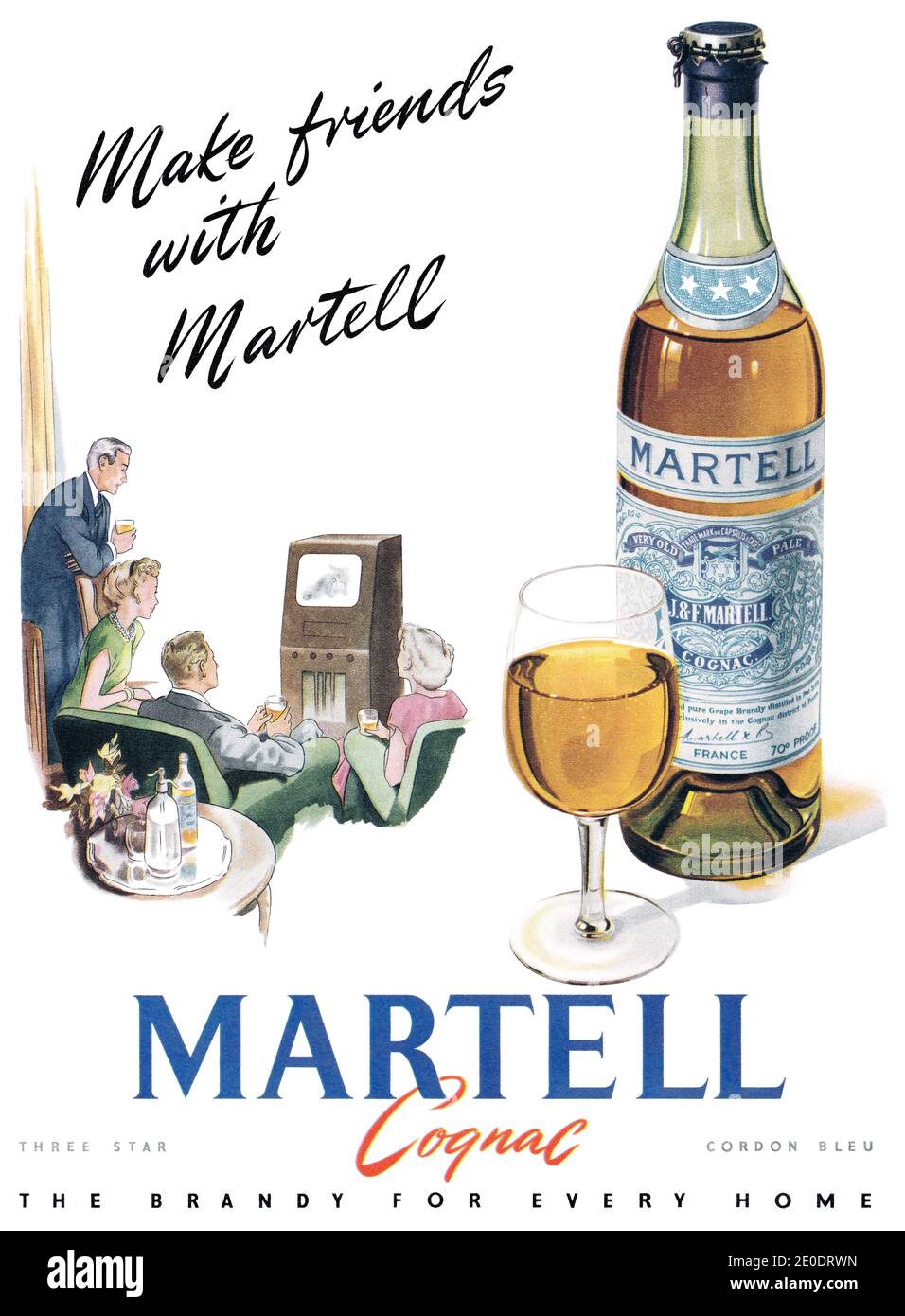 1949 pubblicità britannica per il brandy del cognac di Martell. Foto Stock
