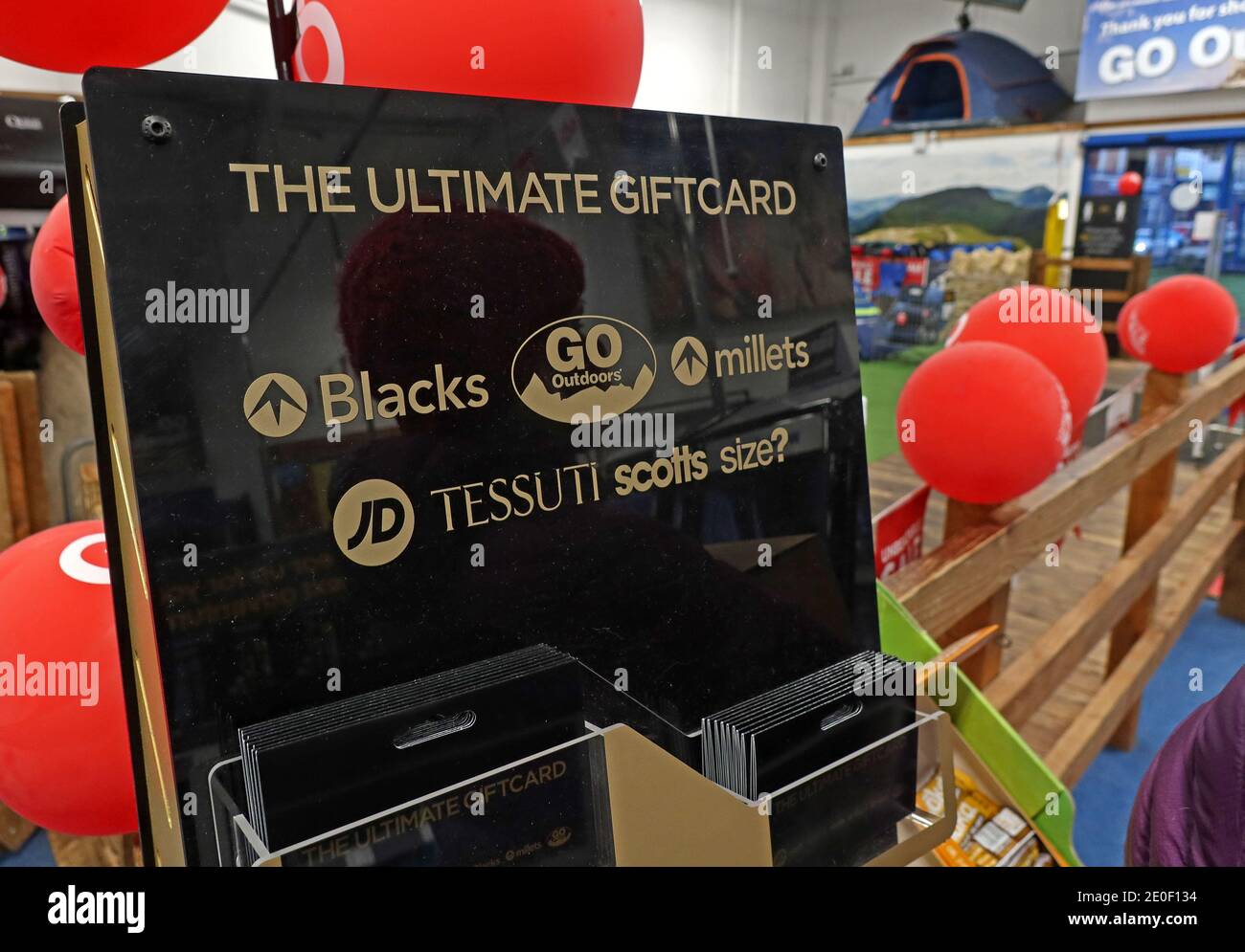 Carta regalo Go Outdoors Ultimate, Wilson Patten Street, Warrington, Cheshire, Inghilterra, Regno Unito, WA1 1PS, parte del gruppo JD Sports Foto Stock