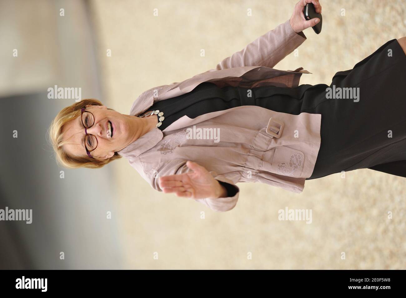 Riforma dello Stato francese, decentramento e amministrazione pubblica il Ministro Marylise Lebranchu arrivò al palazzo presidenziale Elysee a Parigi, in Francia, il 17 maggio 2012 al primo consiglio di gabinetto settimanale del governo francese del presidente Francois Hollande. Foto di Nicolas Gouhier/ABACAPRESS.COM Foto Stock