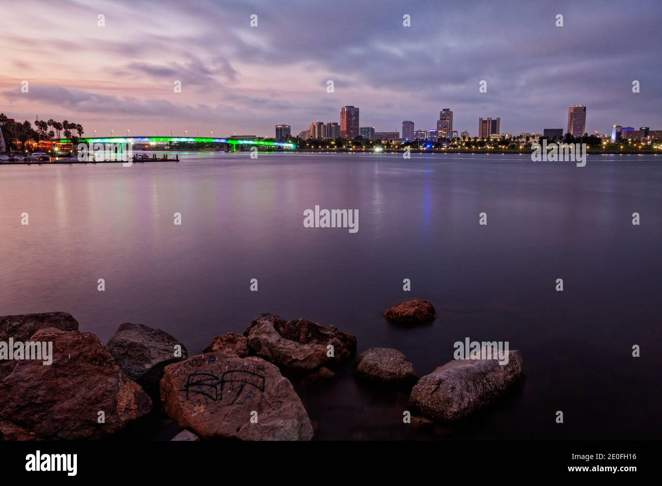 Foce del fiume Los Angeles a Long Beach, Los Angeles County, California, Stati Uniti Foto Stock