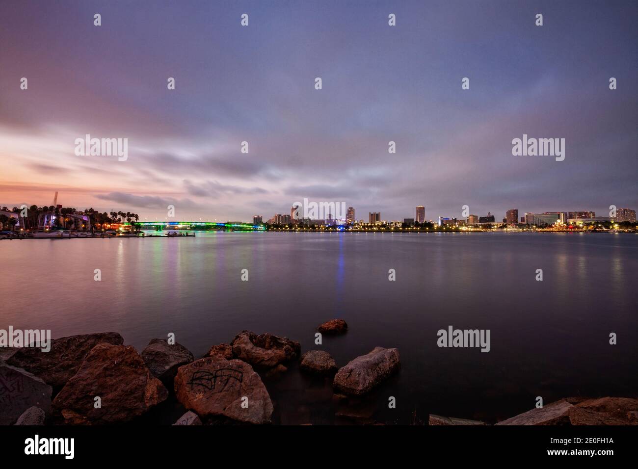 Foce del fiume Los Angeles a Long Beach, Los Angeles County, California, Stati Uniti Foto Stock