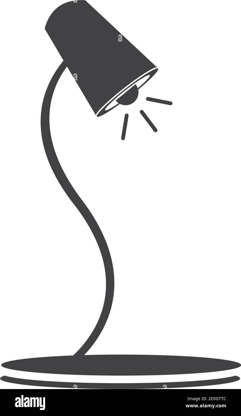 icona di glifo della lampada. Lampada da scrivania. Simbolo di silhouette. Spazio negativo. Illustrazione vettoriale isolata Illustrazione Vettoriale